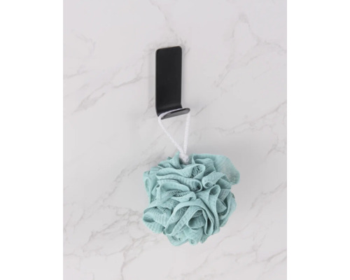 Accesoriu baie: burete de baie pe cârlig negru