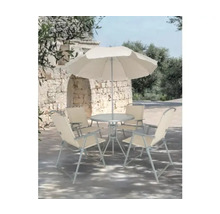 Set de mobilier de grădină cu patru scaune, masă și umbrelă de soare în aer liber