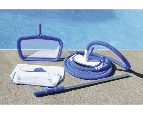 Set de curățare piscină cu plasă, perie, furtun și tijă telescopică