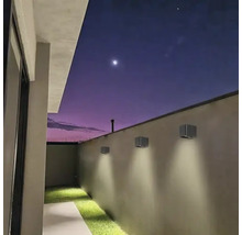 Alei de grădină cu lămpi de perete la amurg