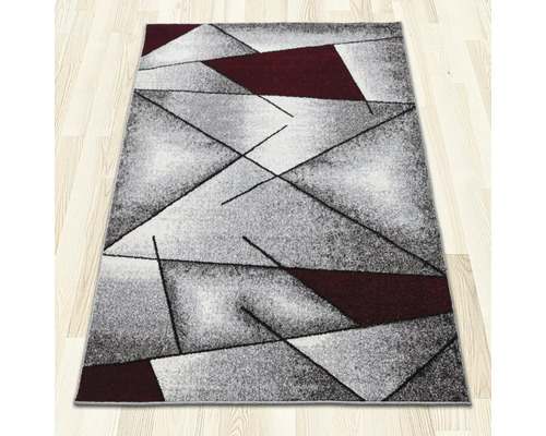 Covor cu model geometric în gri și bordo