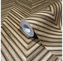 Rola de tapet cu aspect de lemn și model geometric