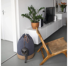 Căsuță pentru pisici lângă un scaun și o plantă în ghiveci într-un living luminos