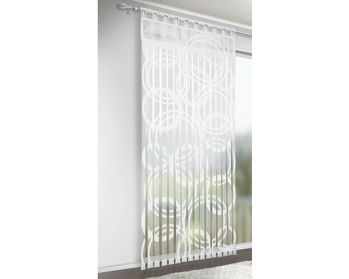 Perdea panou transparentă cu model circular la fereastră