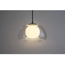 Lumină suspendată cu abajur rotund din sticlă și sursă de lumină sferică