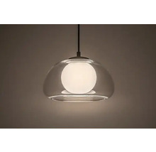 Lumină suspendată cu cupolă de sticlă și sursă de lumină rotundă