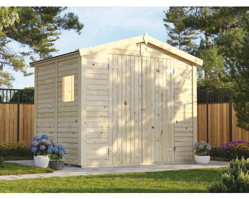 Cabină de grădină din lemn cu fereastră și ușă dublă