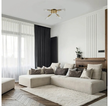 Living cu canapea de colț, covor și plafonieră