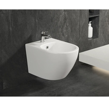 Bideu suspendat din ceramică cu robinet în baie