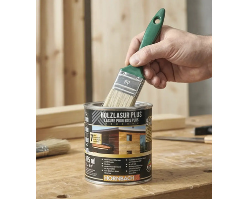 Cutie vopsea lazur pentru lemn Plus cu pensulă