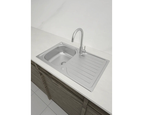 Chiuvetă din oțel inoxidabil cu picurător și baterie