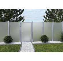 Gard de grădină cu poartă și paravan de confidențialitate din sticlă