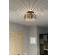 Lumină de tavan cu abajur dungat și bec