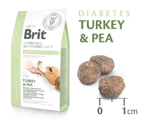 Hrană pentru câini Brit Grain Free Veterinary Diet Diabetes cu curcan și mazăre în ambalaj de 2 kilograme