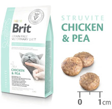 Brit Veterinary Diet Struvite hrană uscată pentru pisici cu pui și mazăre în ambalaj de 2 kilograme