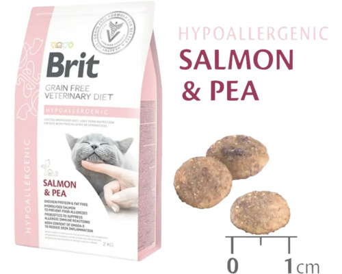 Dietă veterinară Brit pentru pisici cu somon și mazăre