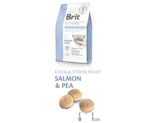 Hrană veterinară Brit pentru pisici, pentru calmare, cu somon și mazăre