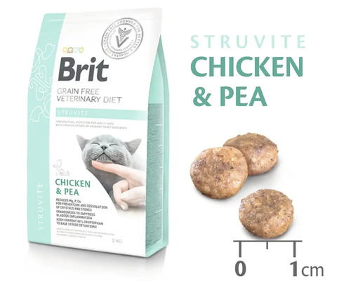 Brit Veterinary Diet Struvite hrană uscată pentru pisici cu pui și mazăre în ambalaj de 2 kilograme