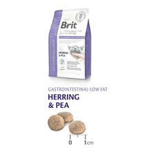 Brit Veterinary Diet Gastrointestinal Low Fat hrană pentru pisici cu hering și mazăre