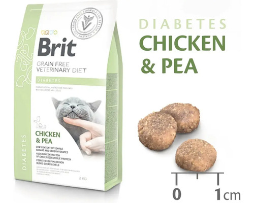 Brit Veterinary Diet Hrană pentru pisici cu diabet cu pui și mazăre în ambalaj de 2 kilograme