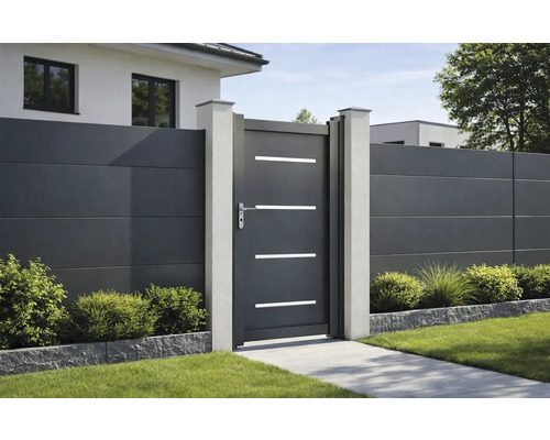 Combinație modernă de gard de grădină și poartă cu design simplu