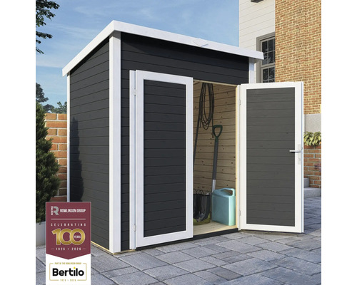 Șopron de grădină cu ușă dublă și unelte de grădinărit