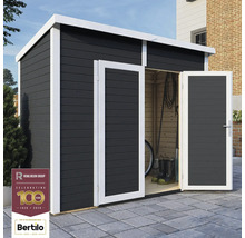 Șopron de grădină cu ușă dublă, structură din lemn și logo-ul Rowlinson Group