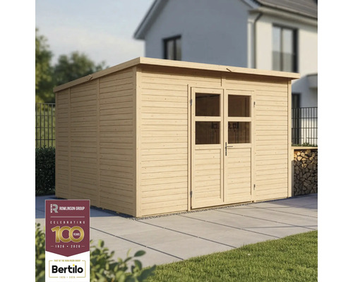 Cabină de grădină din lemn cu ușă dublă și acoperiș plat