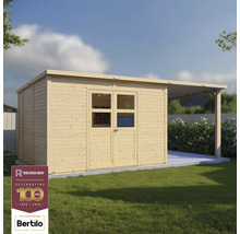 Căsuță de grădină din lemn cu ușă dublă și copertină