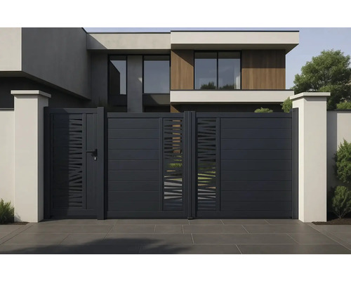 Alee modernă cu poartă glisantă din aluminiu