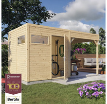 Șopron de grădină cu copertină pentru depozitarea uneltelor de grădină și a bicicletelor