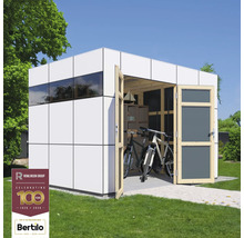 Cabină de grădină modernă cu biciclete și rafturi