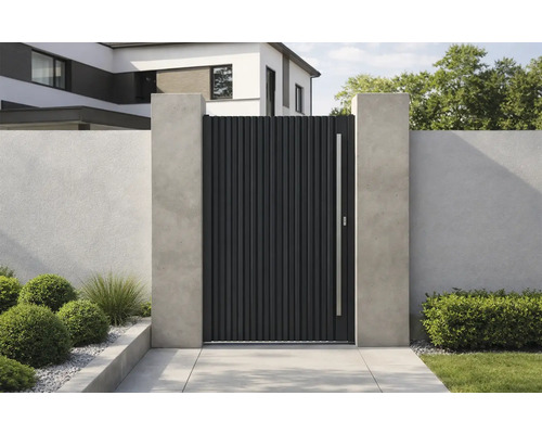 Poartă de grădină cu lamele verticale și mâner