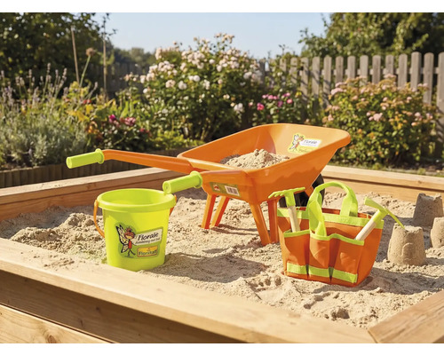 Ladă cu nisip pentru joacă, cu roabă, găleată și accesorii