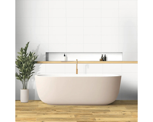 Baie cu cadă freestanding, faianță și plantă de apartament