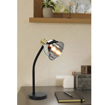 Birou cu lampă de masă cu braț și abajur negre