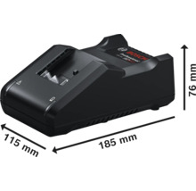 Încărcător de baterii Bosch cu dimensiunile 115 mm x 185 mm x 76 mm