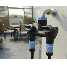 Distribuitor de apă de grădină pentru montaj exterior cu două ieșiri