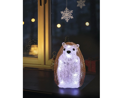 Arici decorativ cu LED din acril, iluminat din interior, figurină de Crăciun în picioare pentru interior și exterior.
