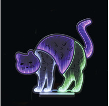 Lampă decorativă LED în formă de pisică cu efect de oglindă infinită.