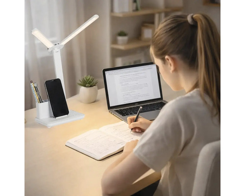 Lampă de birou cu LED integrat Rabalux Elumo 5W 300 lumeni 3000K, albă