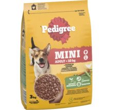 Hrană uscată Pedigree Mini Adult pentru câini sub 10 kilograme, cu pasăre și legume, 3 kilograme.