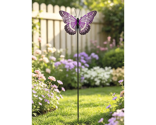 Tijă metalică Lafiora cu fluture H 136 cm lila