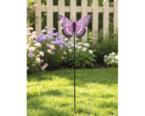 Tijă metalică Lafiora cu fluture H 110 cm lila