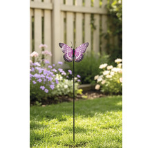 Tijă metalică Lafiora cu fluture H 85 cm lila