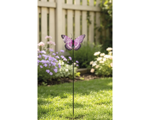 Tijă metalică Lafiora cu fluture H 85 cm lila