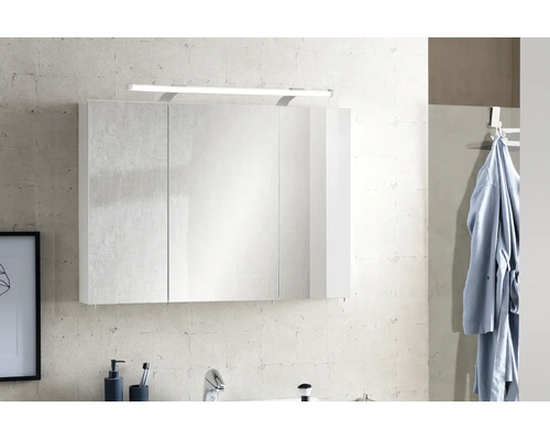 Dulap baie cu oglindă Dorina 90x75 cm PAL alb 3 uşi cu iluminare