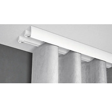 Set șină perdea & draperie Gardinia aluminiu, albă, 2 canale, cu mască și accesorii 250 cm