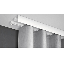 Set șină perdea & draperie Gardinia aluminiu, albă, 2 canale, cu mască și accesorii 300 cm