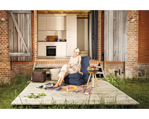 Fotoliu puf exterior/interior Twist Scuba XXL albastru închis 90x70x80 cm (180x70x60 cm întins)